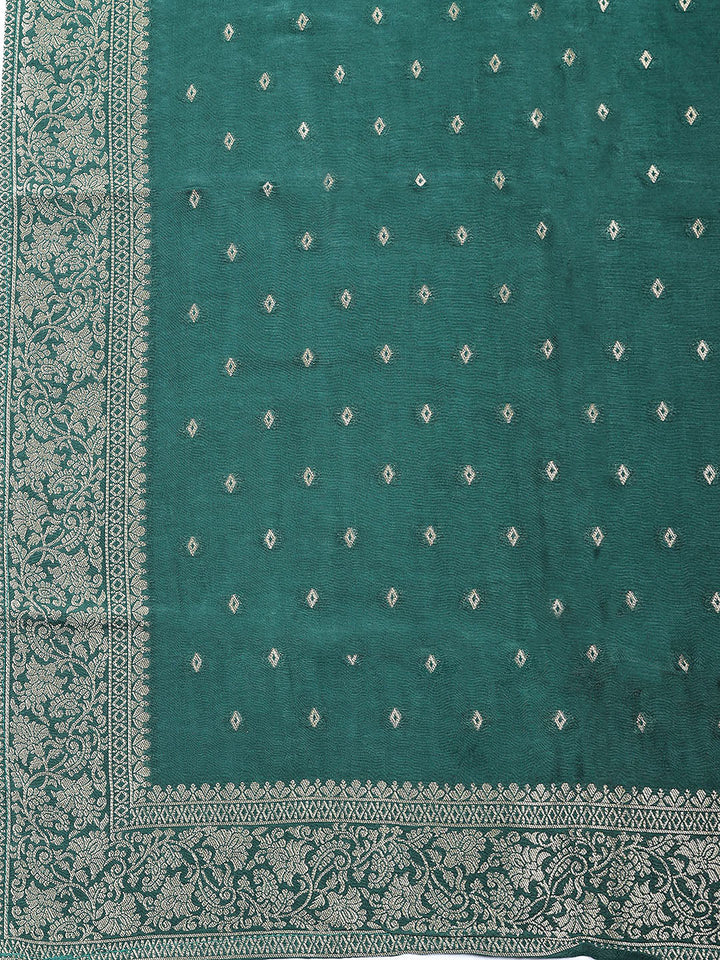 Woven Design Chanderi Unstitched Suit With Pant &amp; Dupatta