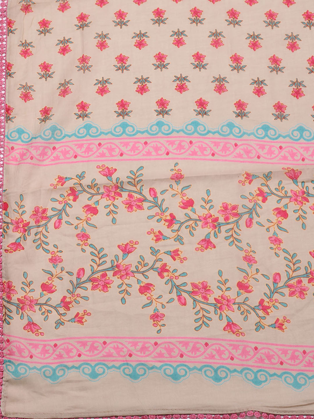 Embroidered Cotton Blend Unstitched Suit With Pant &amp; Dupatta