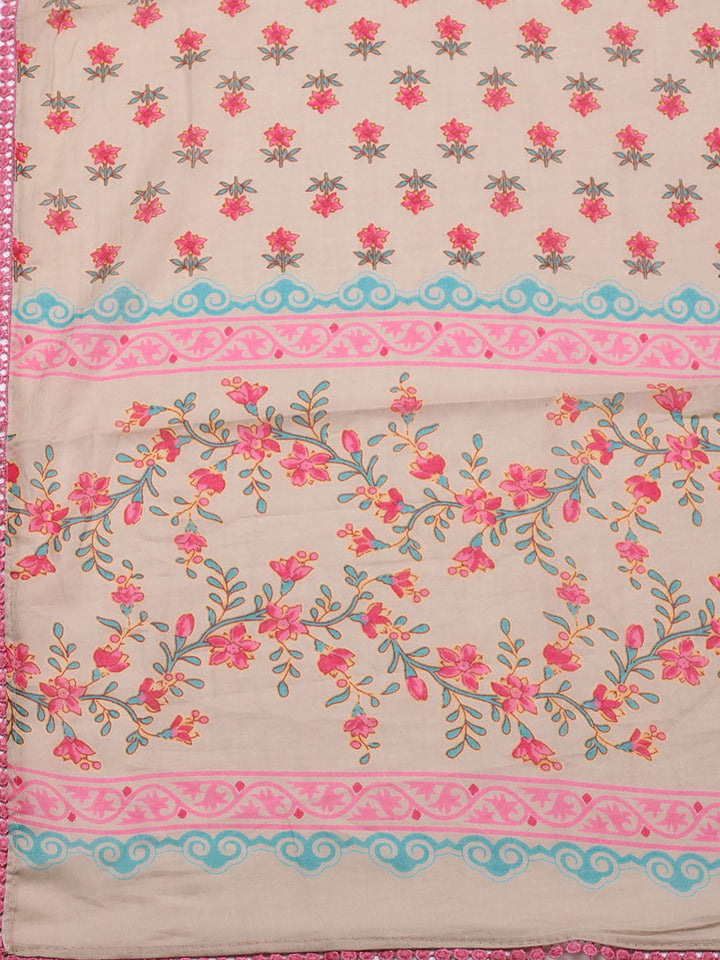 Embroidered Cotton Blend Unstitched Suit With Pant &amp; Dupatta