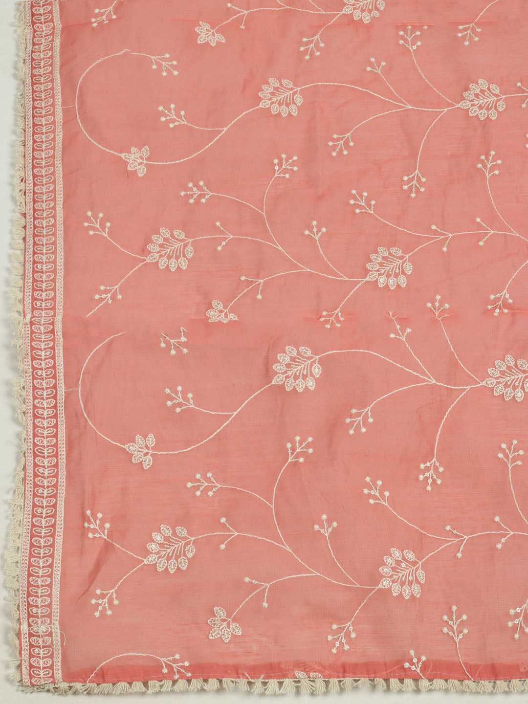 Embroidered Chanderi Unstitched Suit With Pant &amp; Dupatta