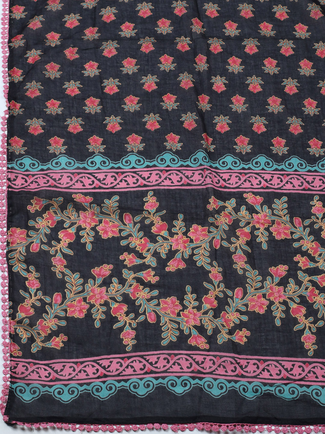 Embroidered Cotton Blend Unstitched Suit With Pant &amp; Dupatta