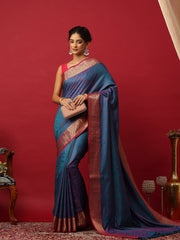 Woven Design Art Silk Lake Blue Saree