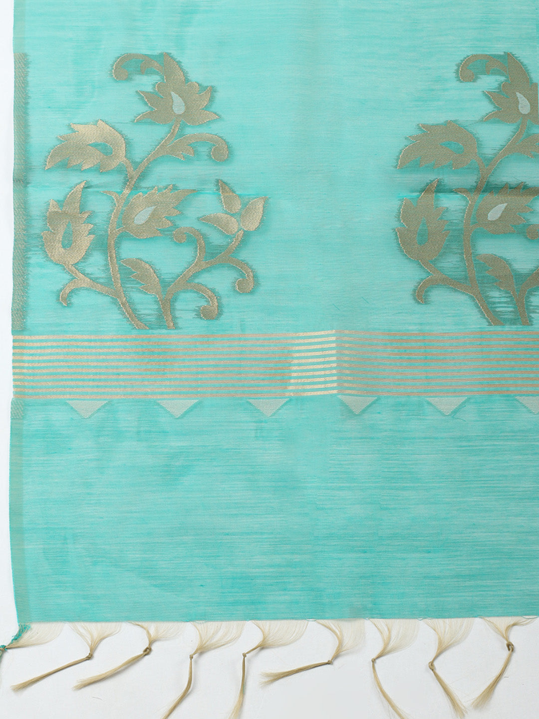 Printed Chanderi Unstitched Suit With Pant &amp; Dupatta