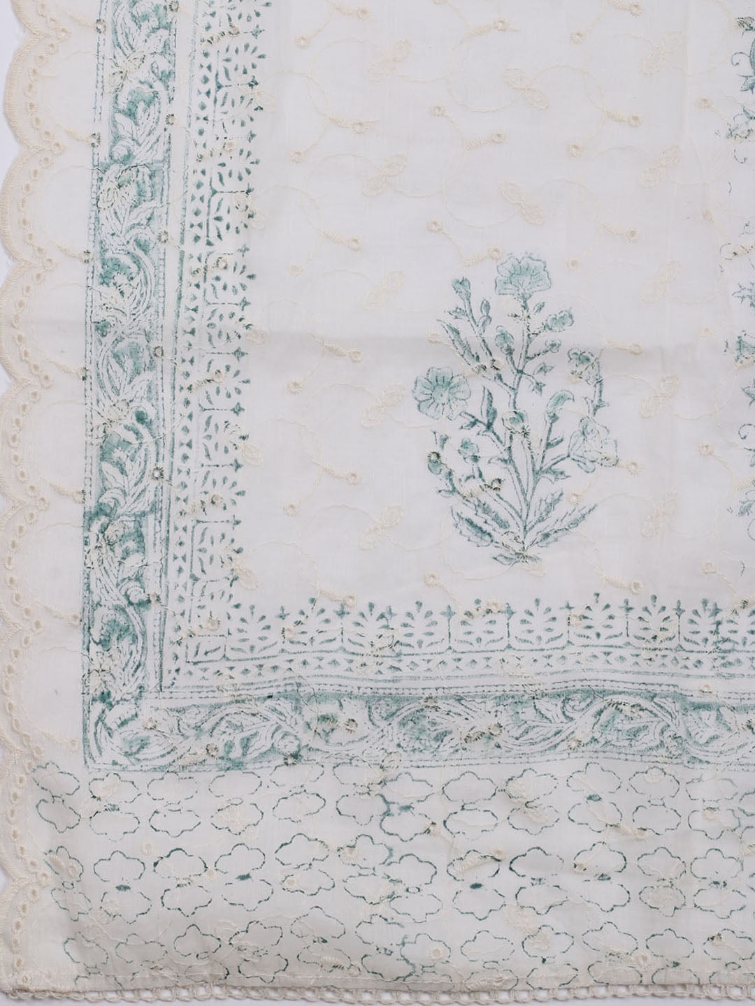 Printed Cotton Blend Unstitched Suit With Dupatta