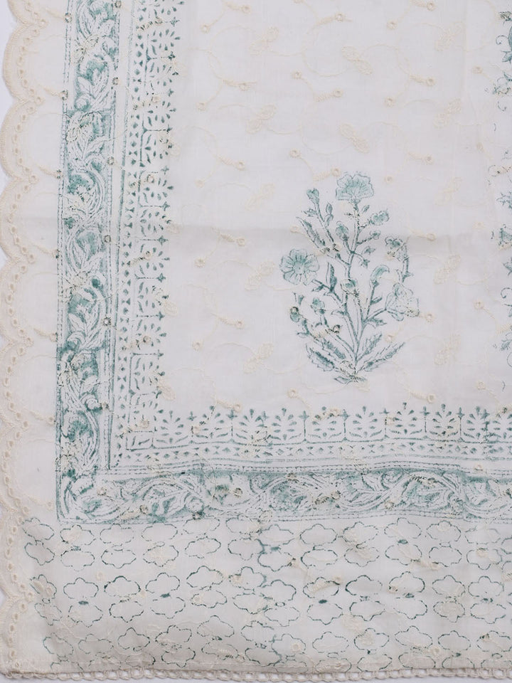 Printed Cotton Blend Unstitched Suit With Dupatta