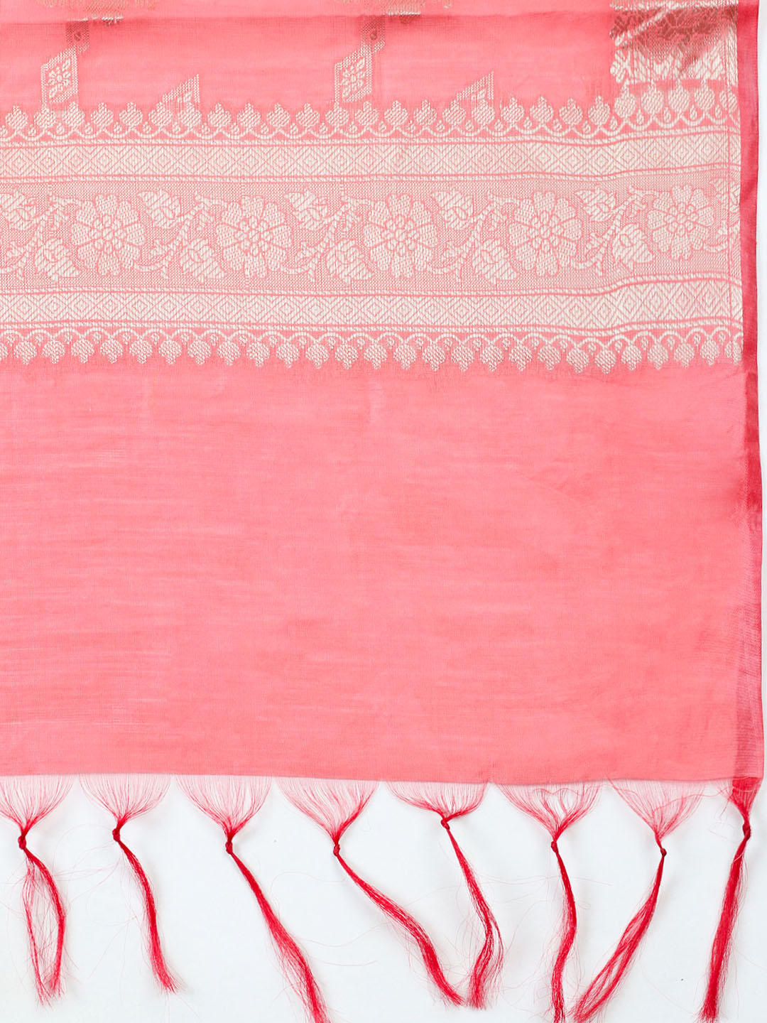 Woven Design Chanderi Unstitched Suit With Pant Dupatta
