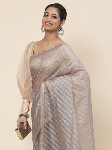 Zari Jaal Woven Organza Saree