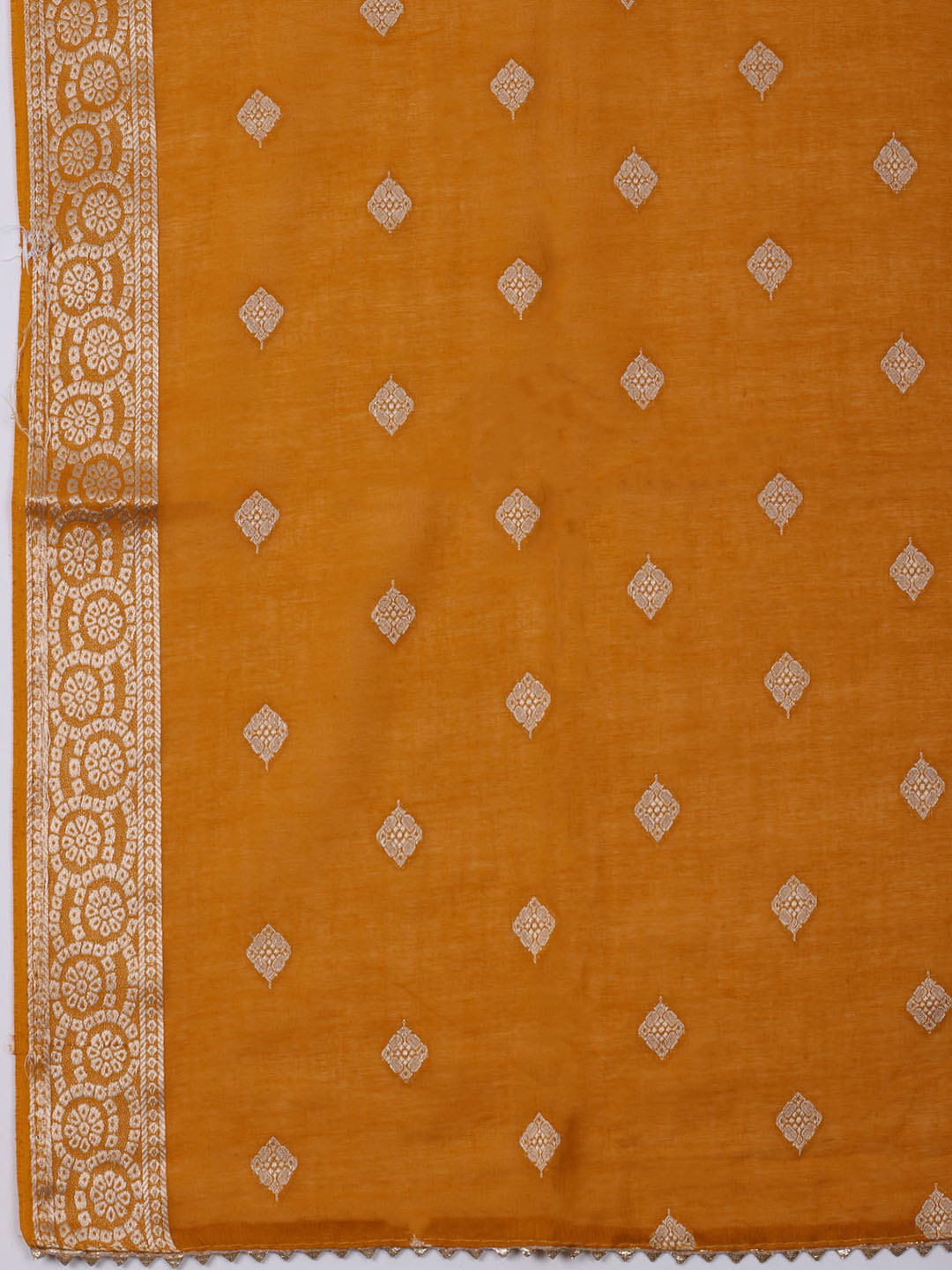 Neck Embroidered Chanderi Unstitched Suit With Dupatta