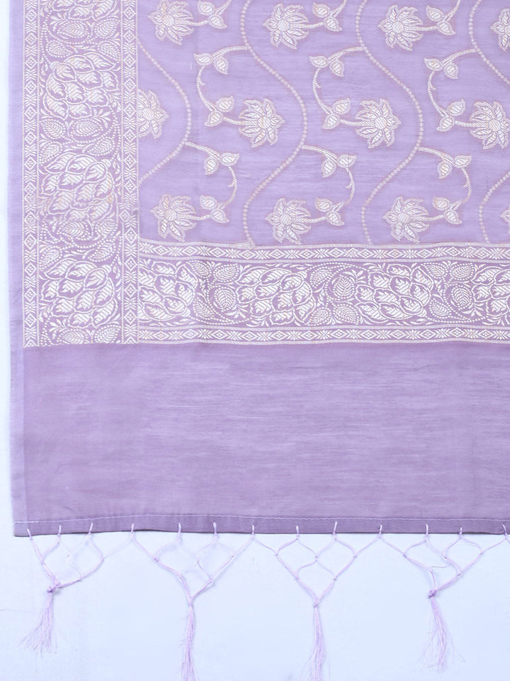 Woven Design Chanderi Unstitched Suit With Pant &amp; Dupatta