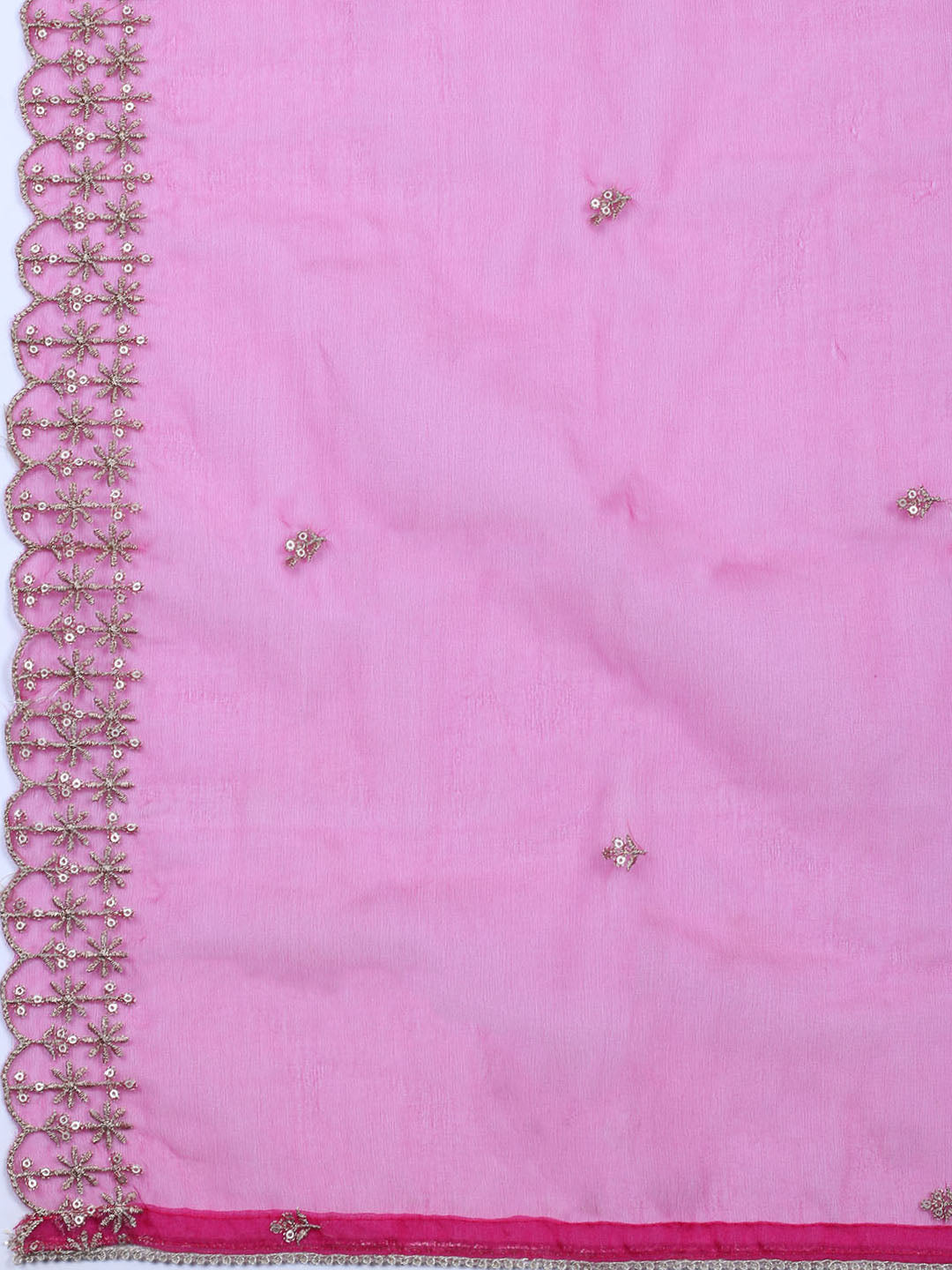 Neck Embroidered Chanderi Unstitched Suit With Dupatta