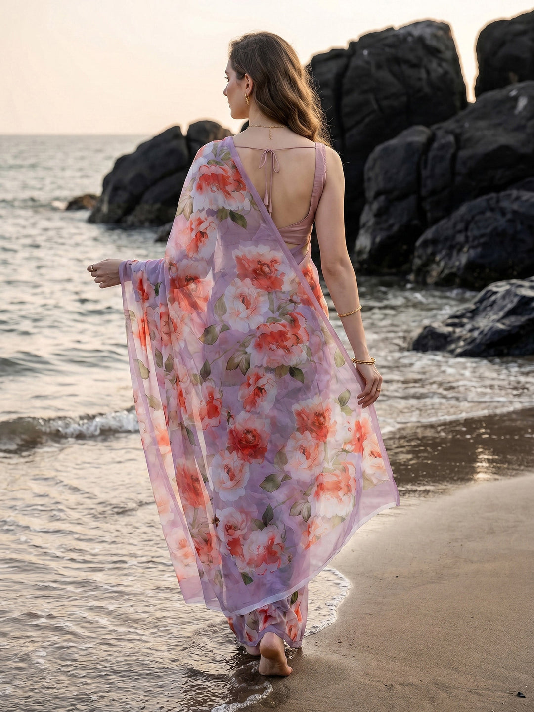 Digital Print Chiffon Saree