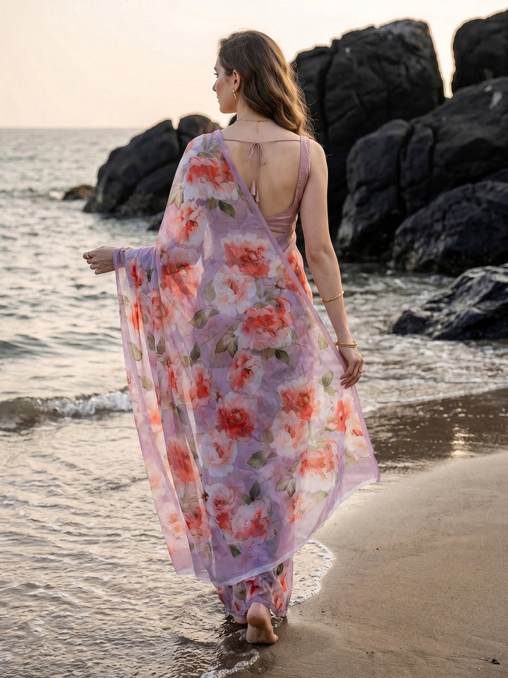 Digital Print Chiffon Saree
