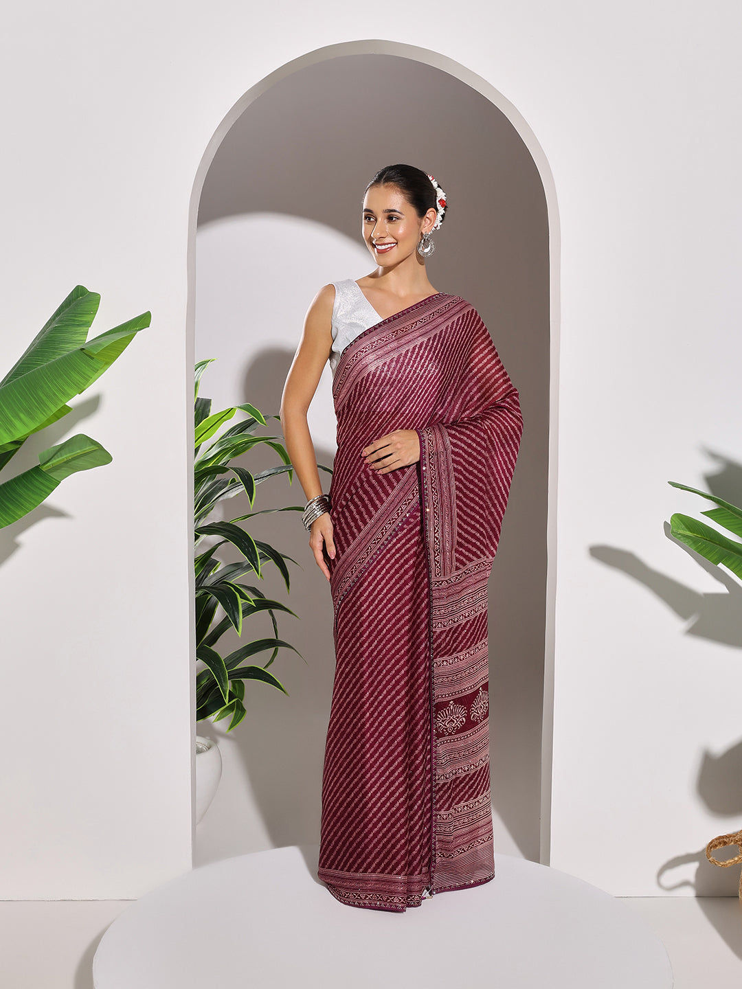 Floral Printed Georgette Saree