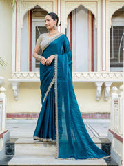 Embroidered Satin Saree