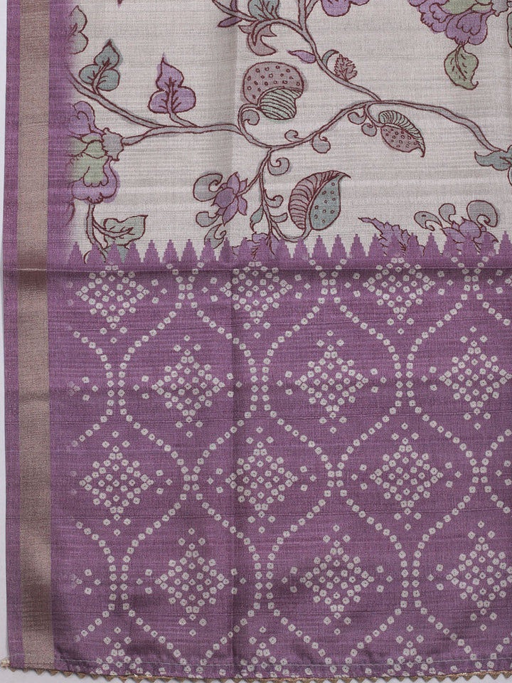 Embroidered Tussar Unstitched Suit With Dupatta