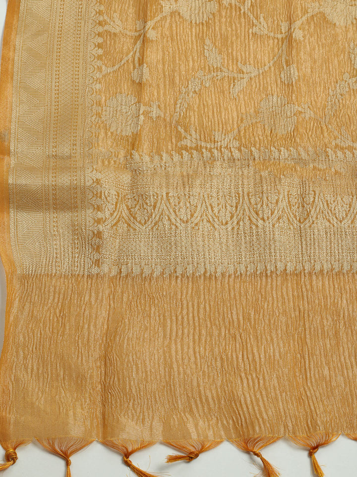 Embroidered Tissue Unstitched Kurta With Pant &amp; Dupatta