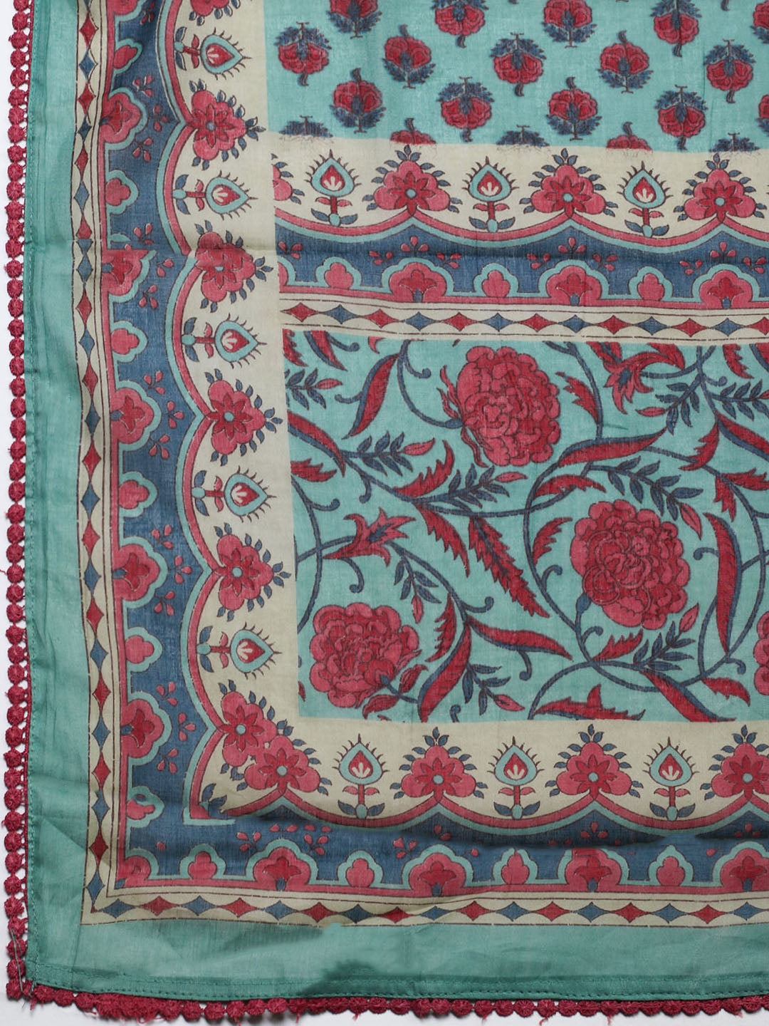 Embroidered Cotton Blend Unstitched Suit With Pant &amp; Dupatta