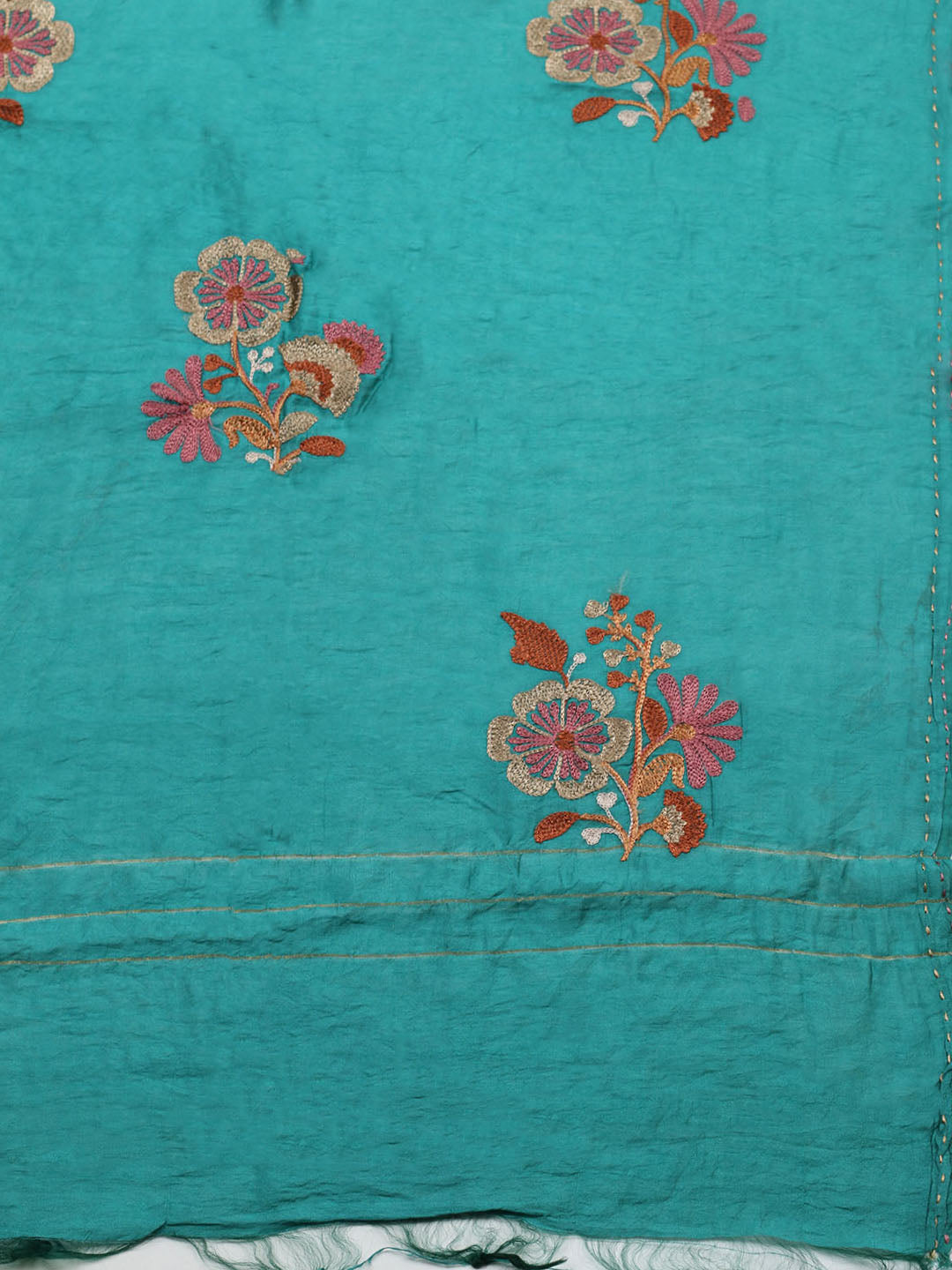Embroidered Cotton Blend Unstitched Suit With Pant &amp; Dupatta