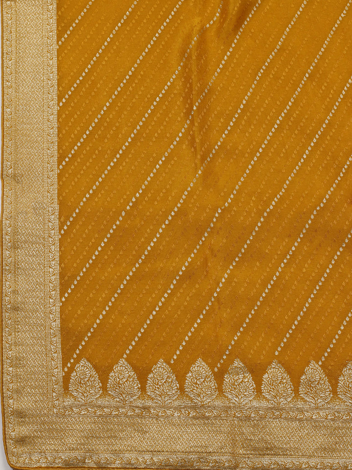 Woven Border Chanderi Unstitched Suit With Dupatta