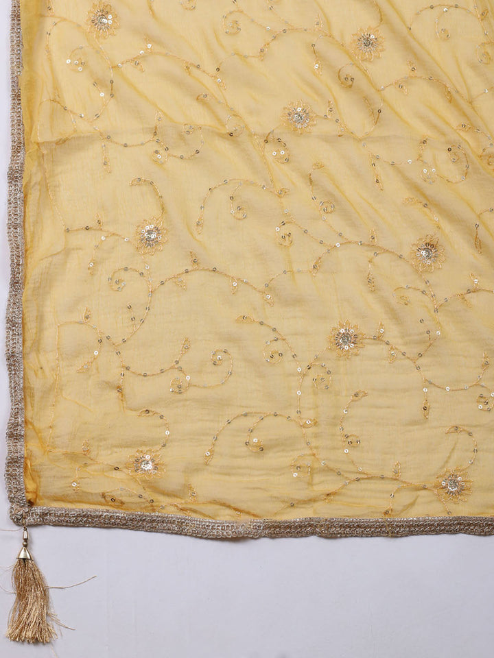 Neck Embroidered Organza Unstitched Suit With Dupatta