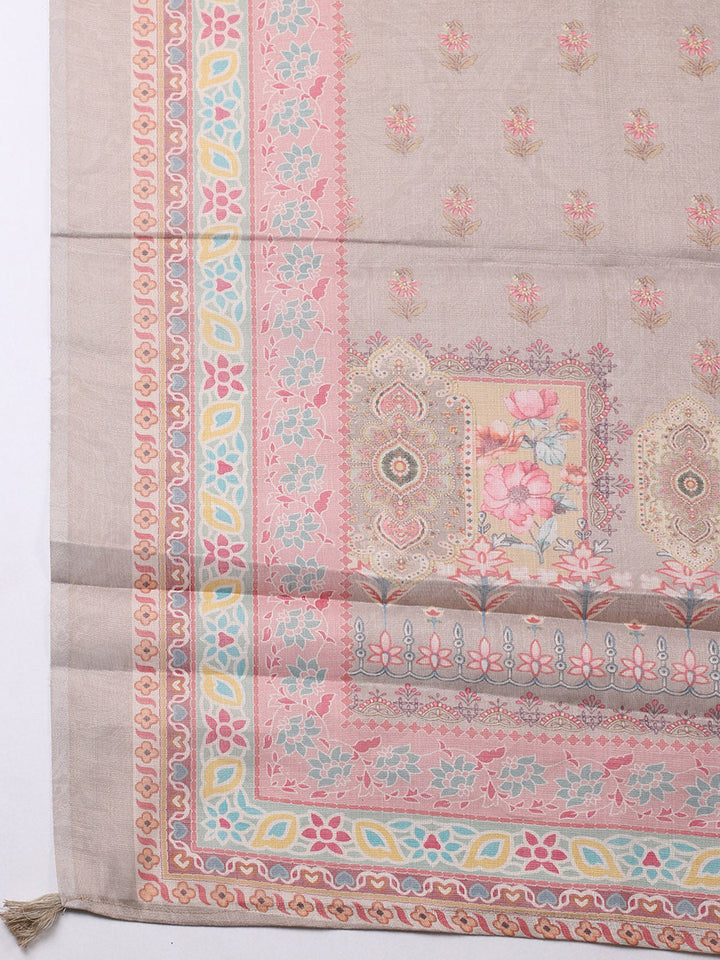 Printed Tissue Unstitched Suit With Pant &amp; Dupatta
