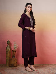Embroidered Muslin Kurta With Pant & Dupatta