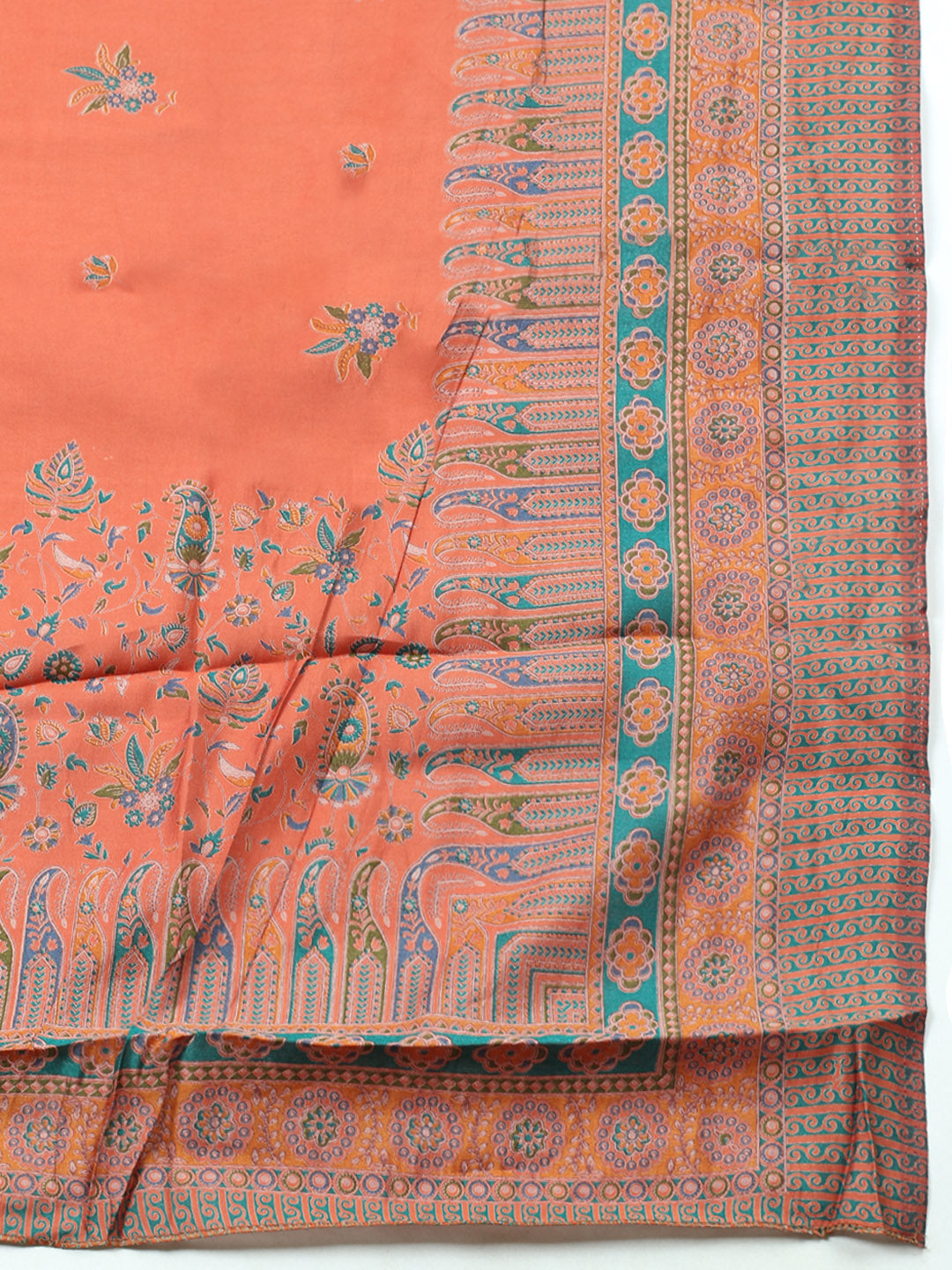 Printed Cotton Blend Unstitched Suit With Pant &amp; Dupatta