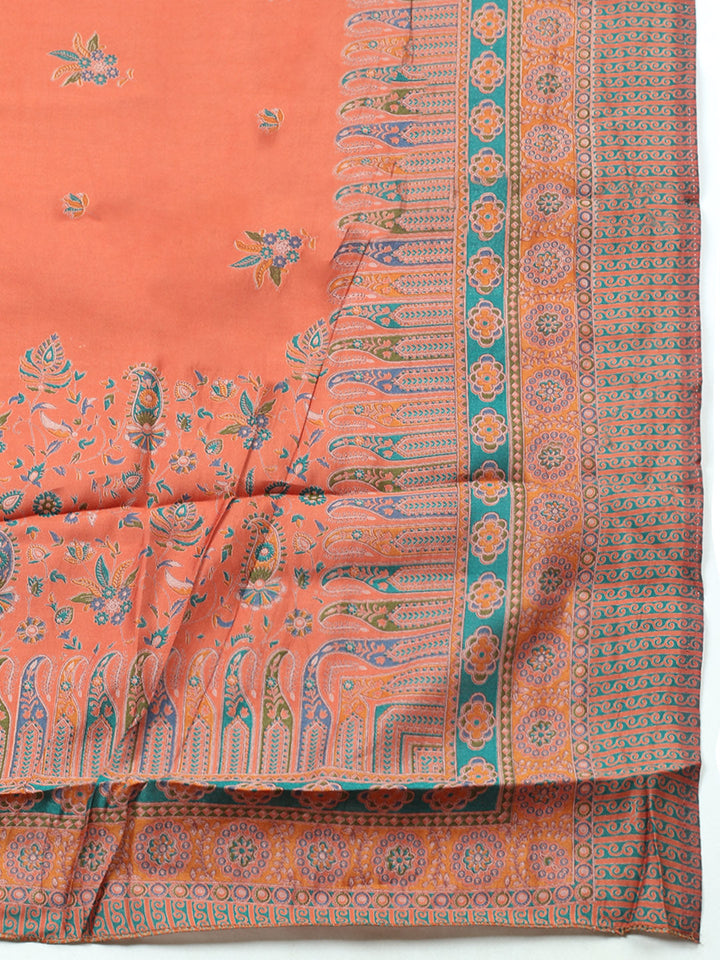 Printed Cotton Blend Unstitched Suit With Pant &amp; Dupatta