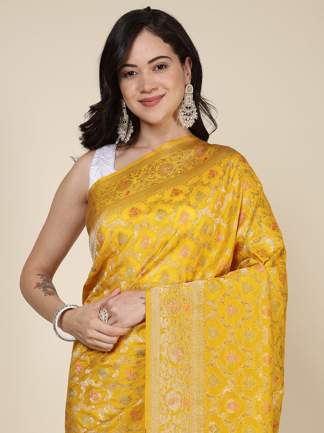 Border Zari Jaal Art Silk Woven Saree