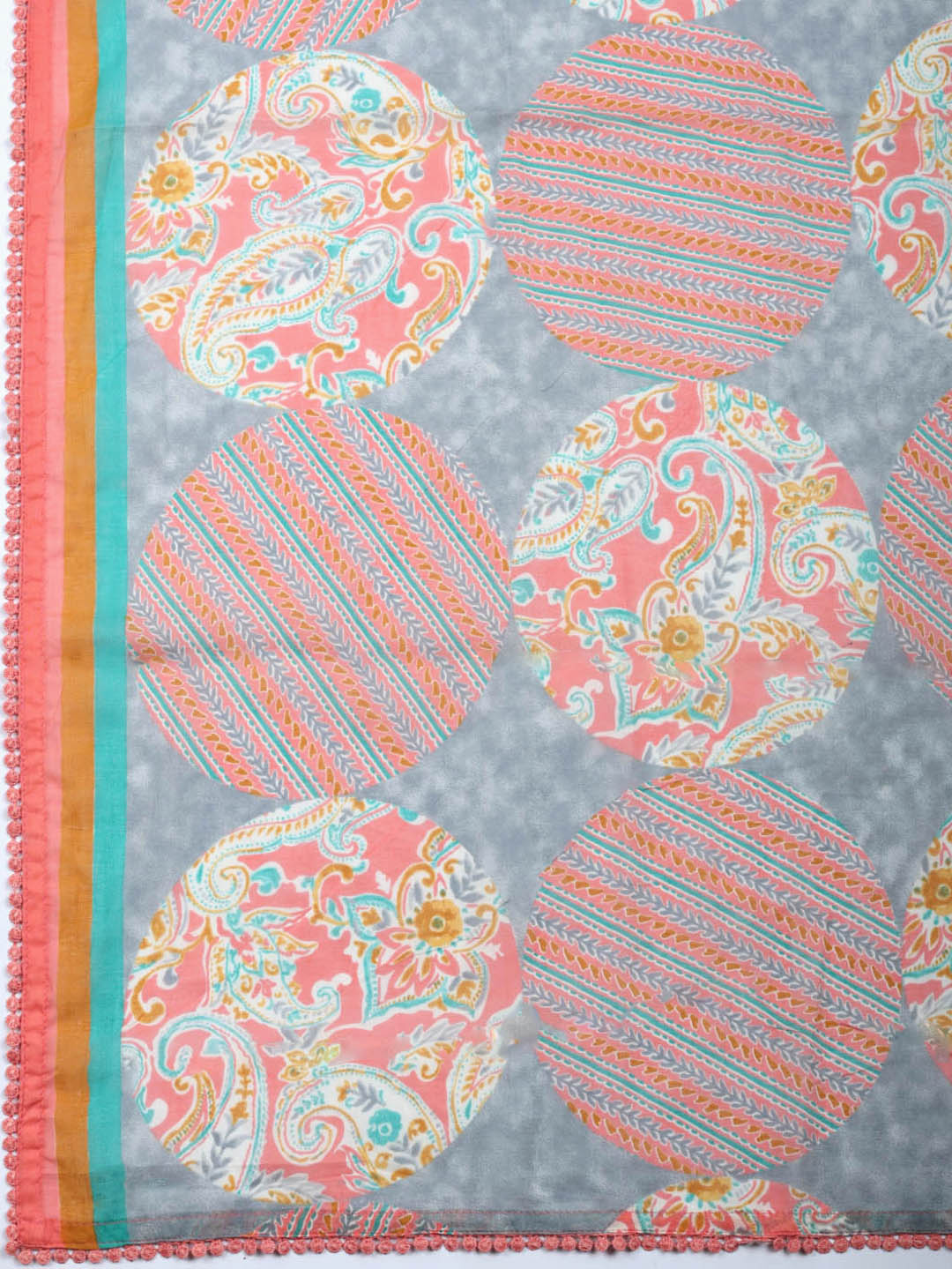 Embroidered Cotton Blend Unstitched Suit With Pant &amp; Dupatta