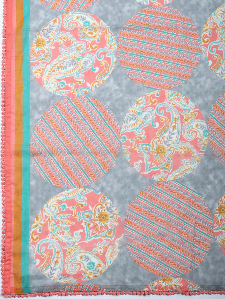 Embroidered Cotton Blend Unstitched Suit With Pant &amp; Dupatta