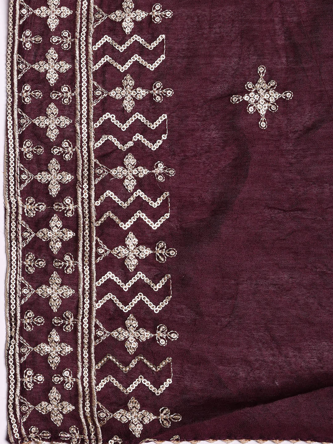 Neck Embroidered Cotton Blend Unstitched Suit With Dupatta