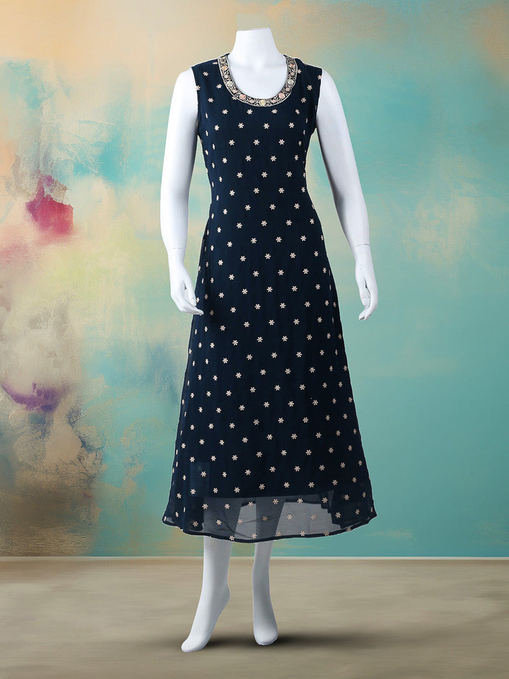 Embroidered Georgatte Gown With Jacket