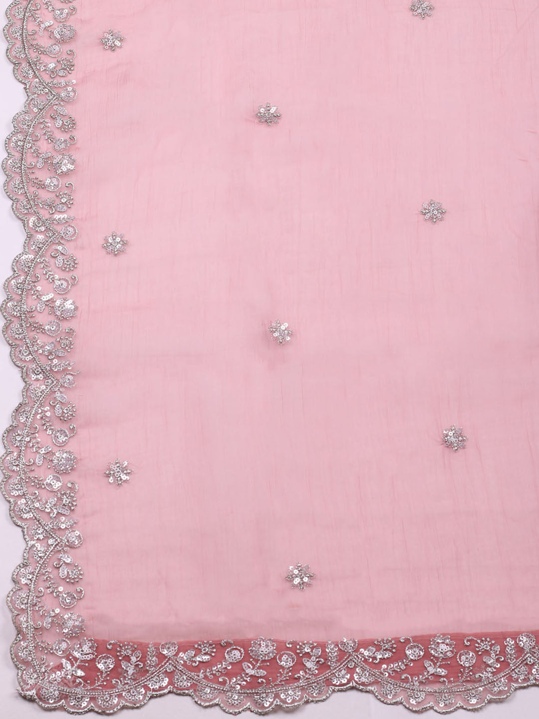 Embroidered Organza Unstitched Suit With Pant &amp; Dupatta