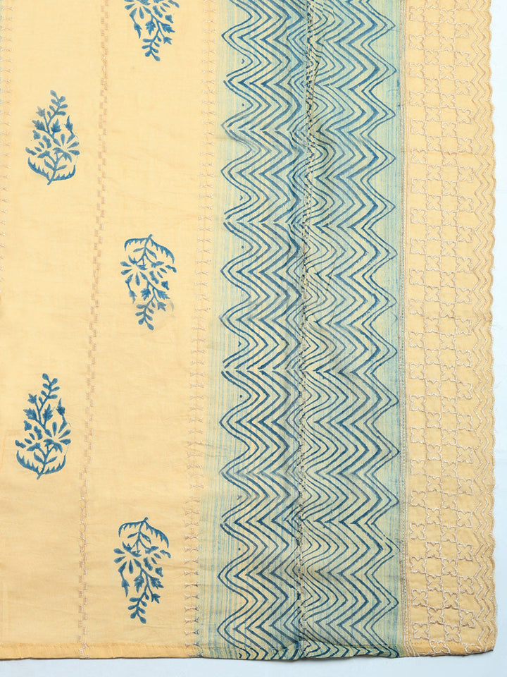 Embroidered Cotton Blend Unstitched Suit With Pant &amp; Dupatta