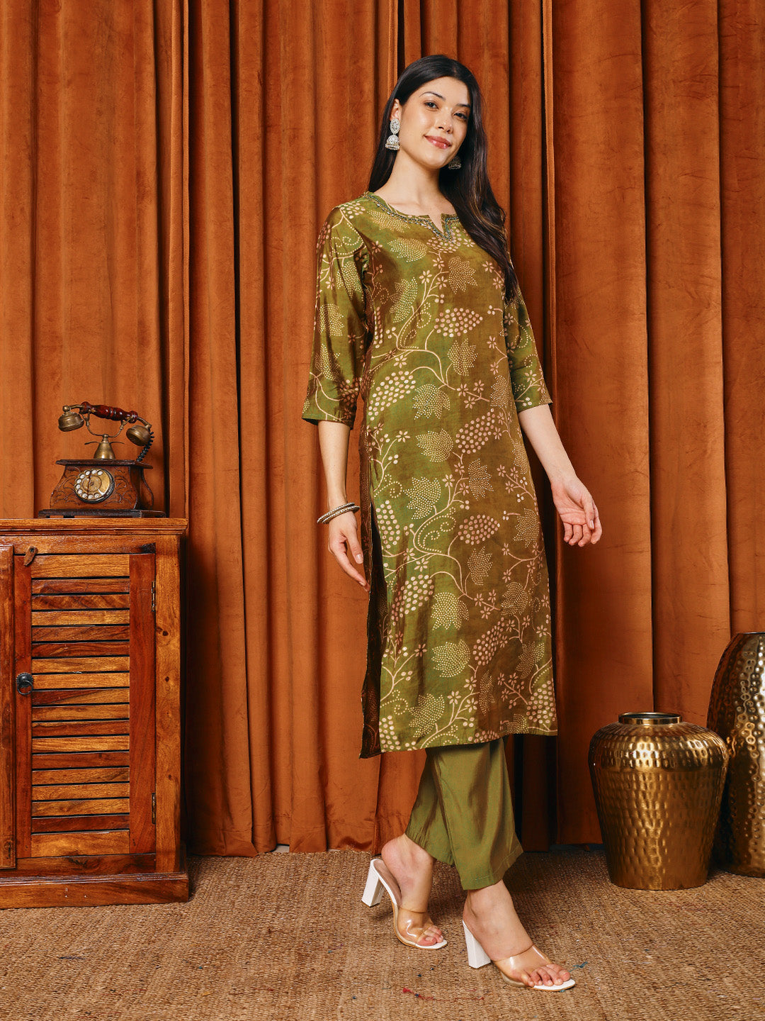 Printed Muslin Kurta With Pants &amp; Dupatta