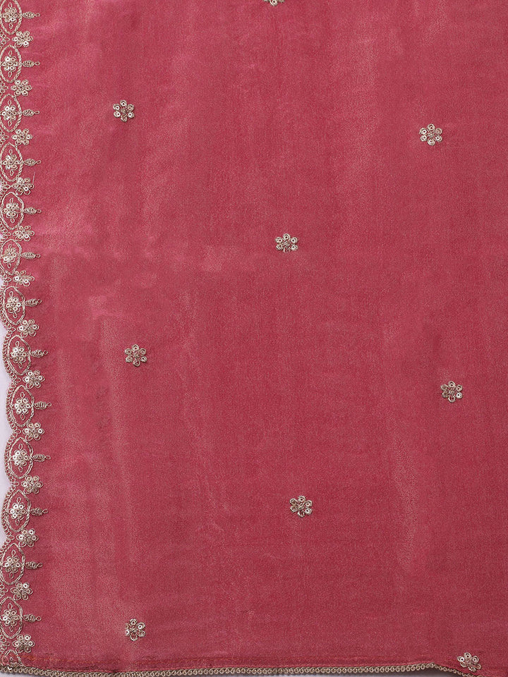 Embroidered Tissue Unstitched Kurta With Pant &amp; Dupatta