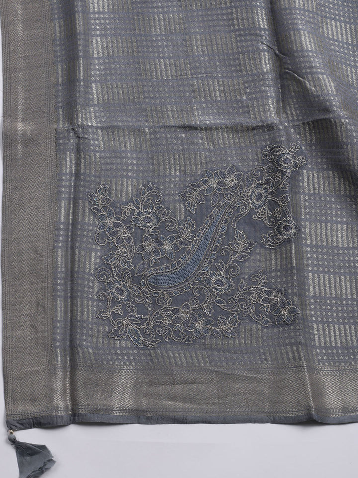 Woven Design Tissue Unstitched Suit With Dupatta