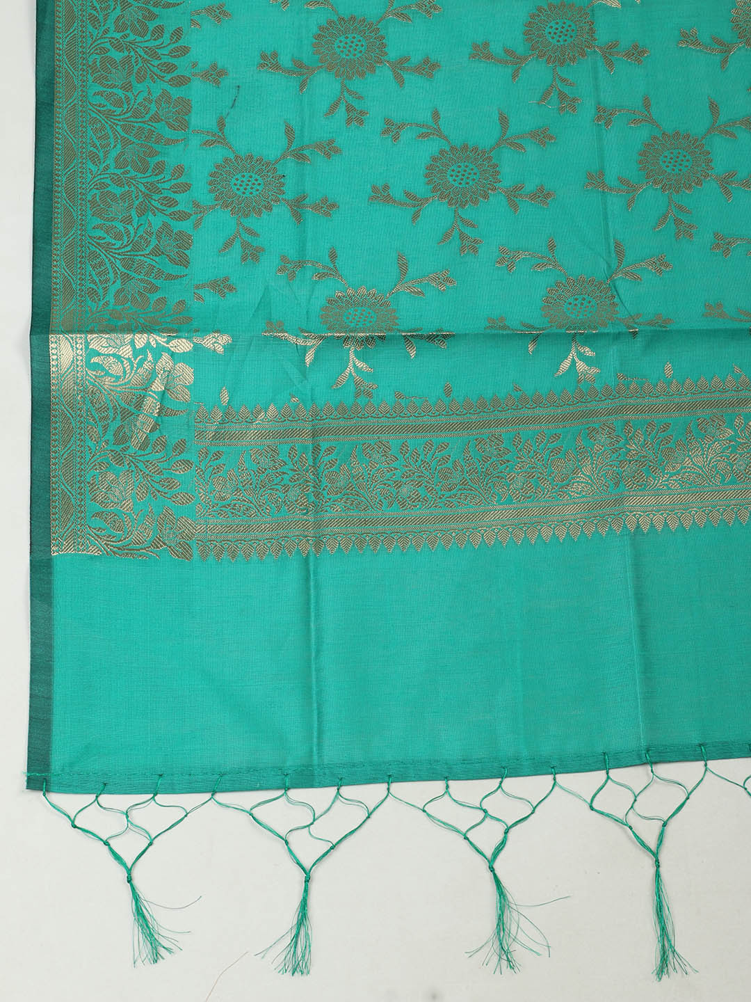 Woven Design Chanderi Unstitched Suit With Pant &amp; Dupatta