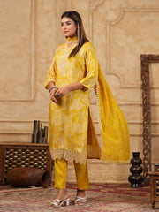 Printed Muslin Kurta With Pants & Dupatta