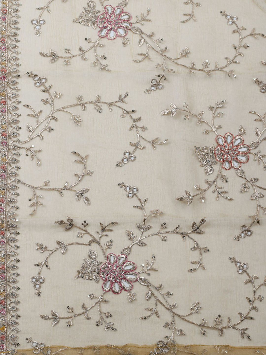 Embroidered Organza Unstitched Suit With Dupatta