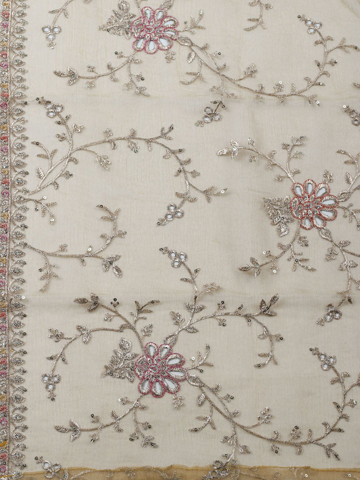 Embroidered Organza Unstitched Suit With Dupatta