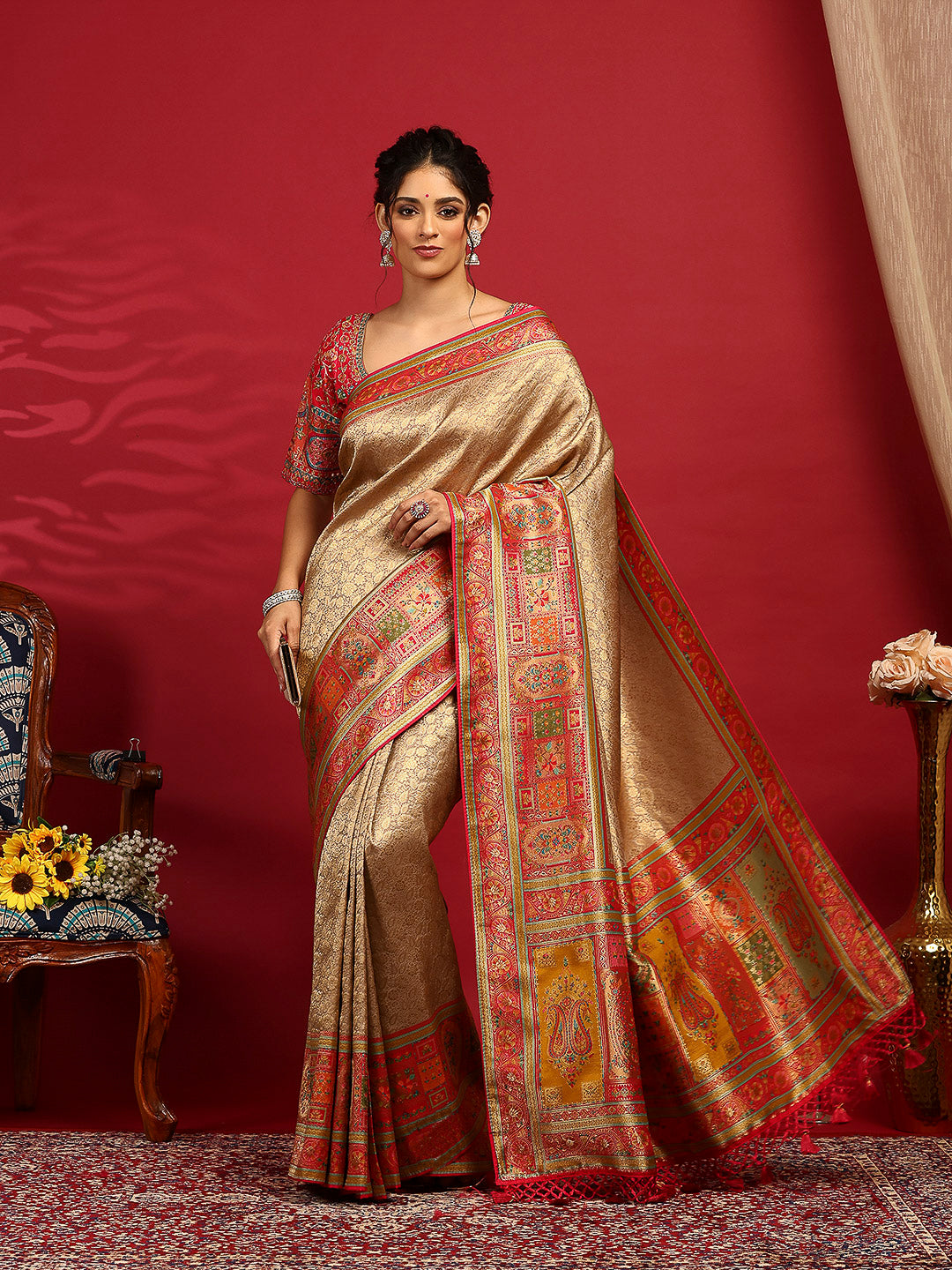 Embroidered Dola Silk Saree