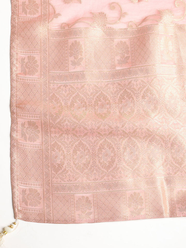 Embroidered Chanderi Unstitched Suit With Dupatta