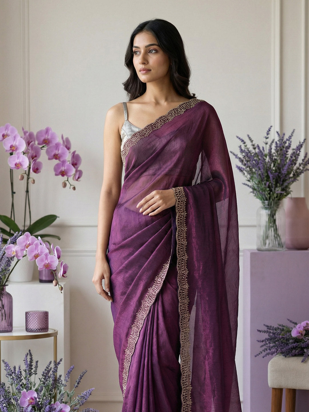 Embroidered Georgette Saree