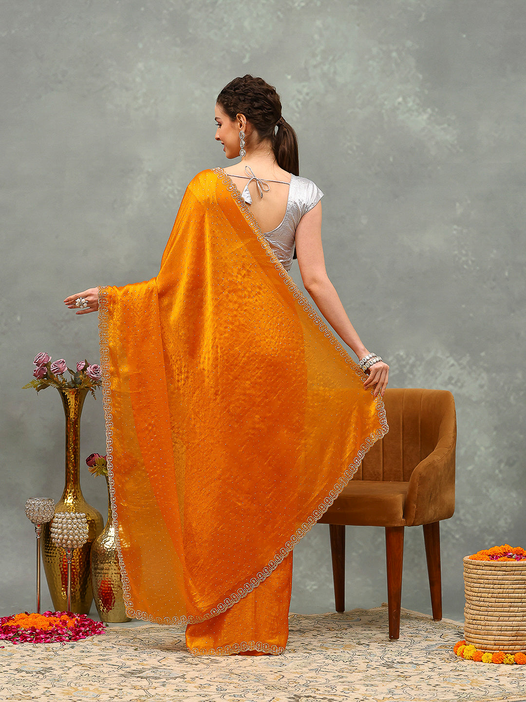 Embroidered Chiffon Saree