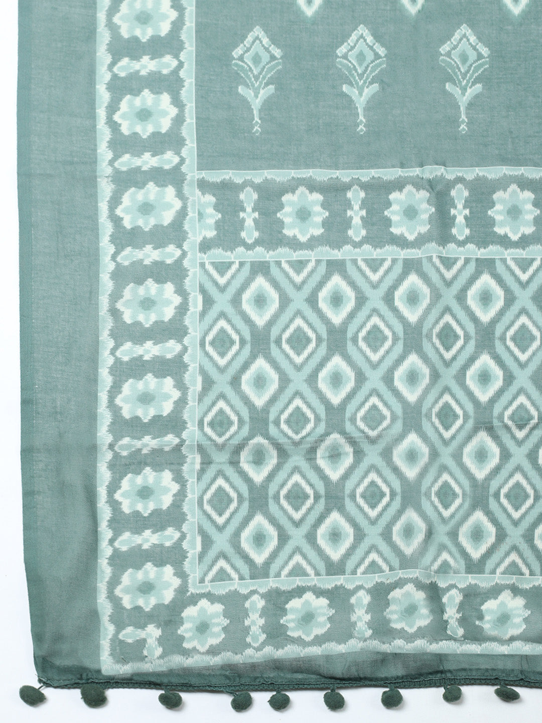 Embroidered Cotton Blend Unstitched Suit With Pant &amp; Dupatta