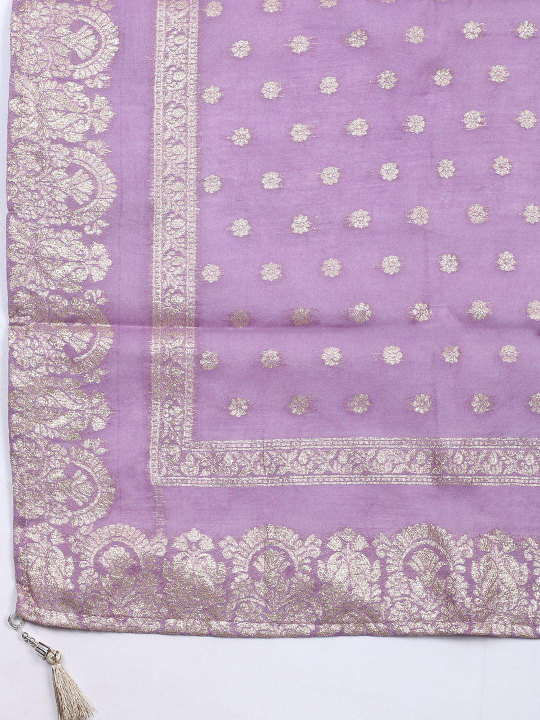 Neck Embroidered Chanderi Unstitched Suit With Dupatta