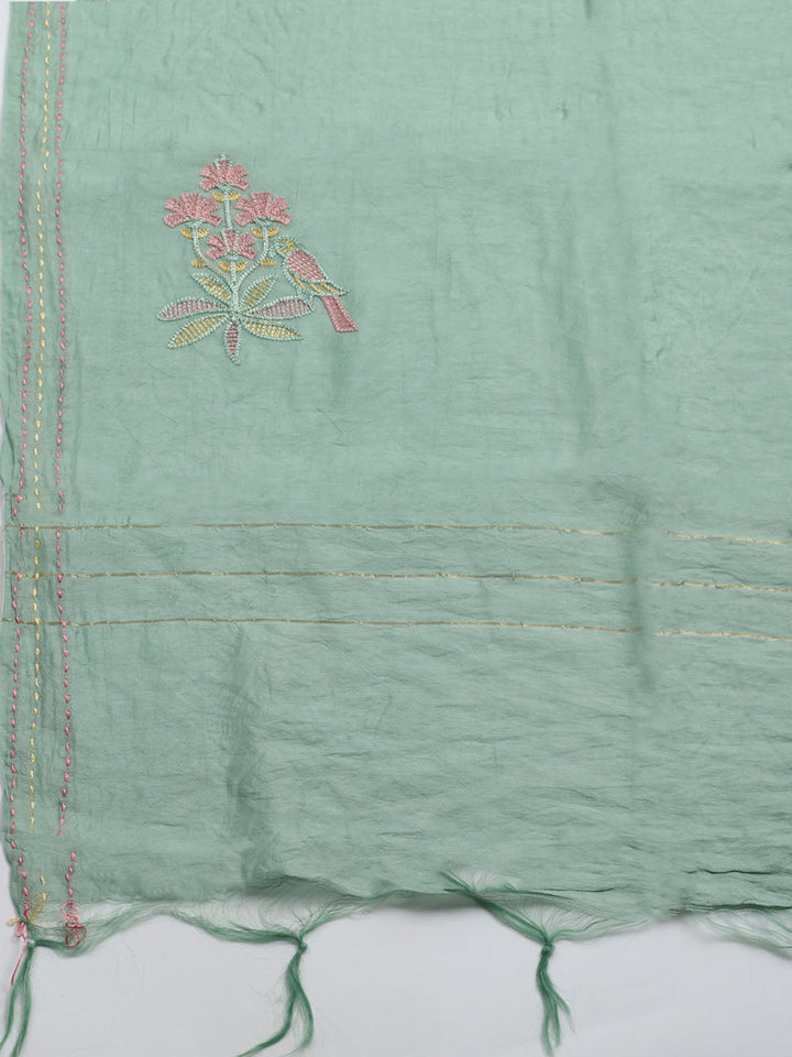 Embroidered Cotton Unstitched Suit With Dupatta