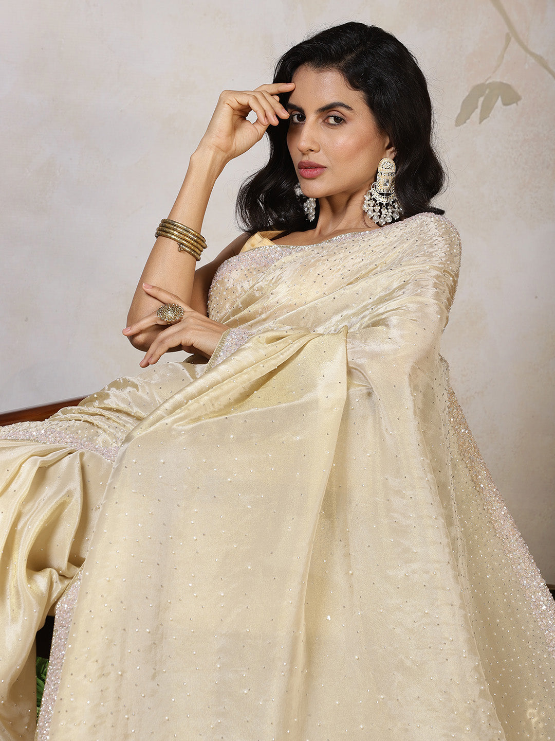 Sequence Embroidery Tissue Saree